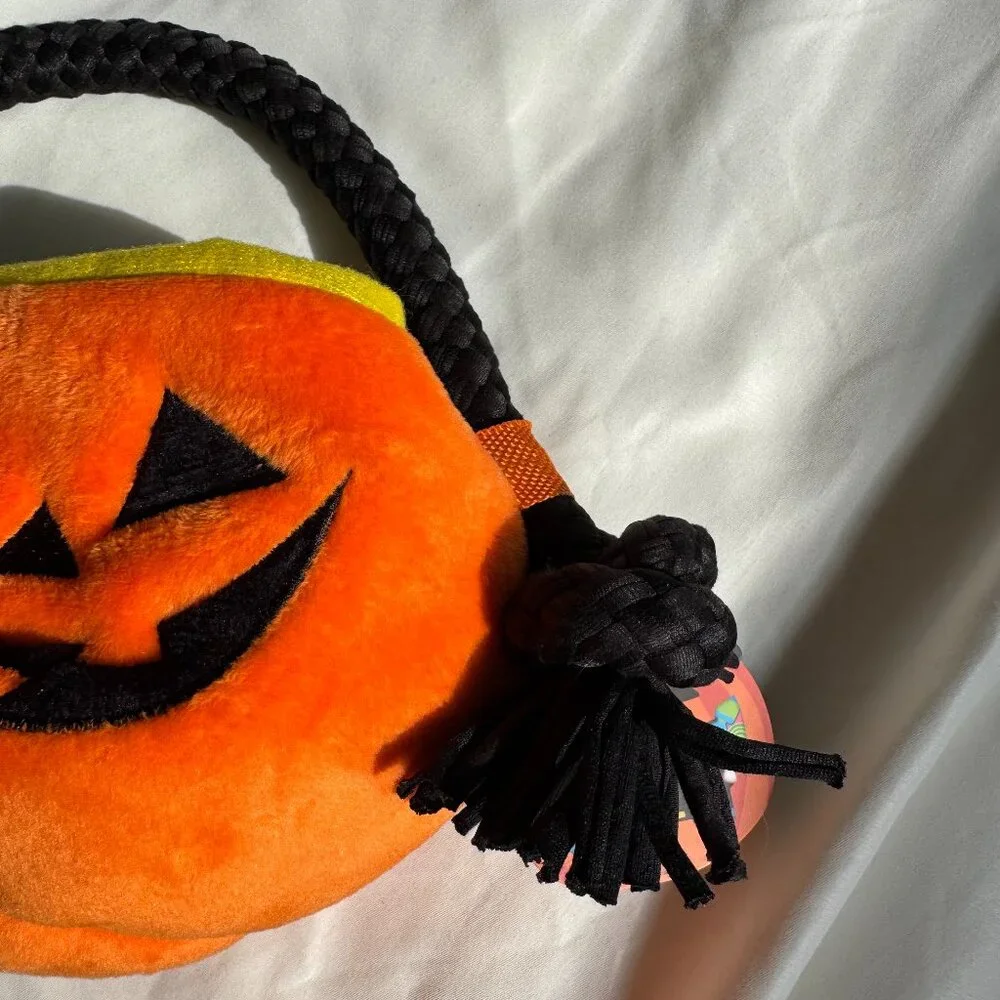 NWT Bark Box Dog Toy PUPKIN PAIL, Pumpkin Trick or Treat Bag, Orange, Size S-L